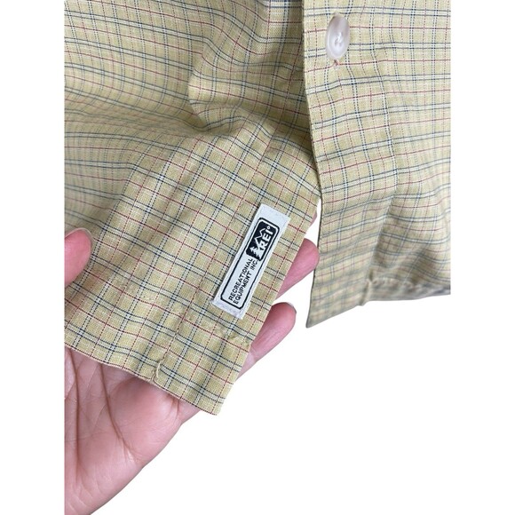 REI Shirt Mens M Yellow  Button Down Plaid Short Sleeve Outdoor Casual Beach - Picture 10 of 14